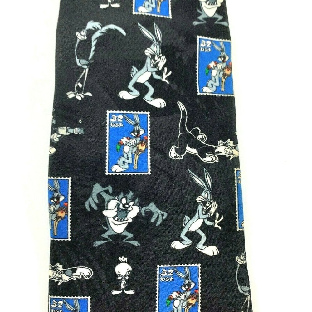 Looney Tunes Stamp Collection Men's Novelty Necktie: Bugs, Taz, Tweet, RR. 1997.